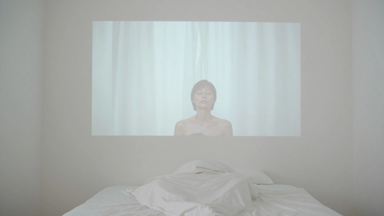 A silent video loop of a person sitting alone in soft light, face unseen, conveying deep stillness and introspection.